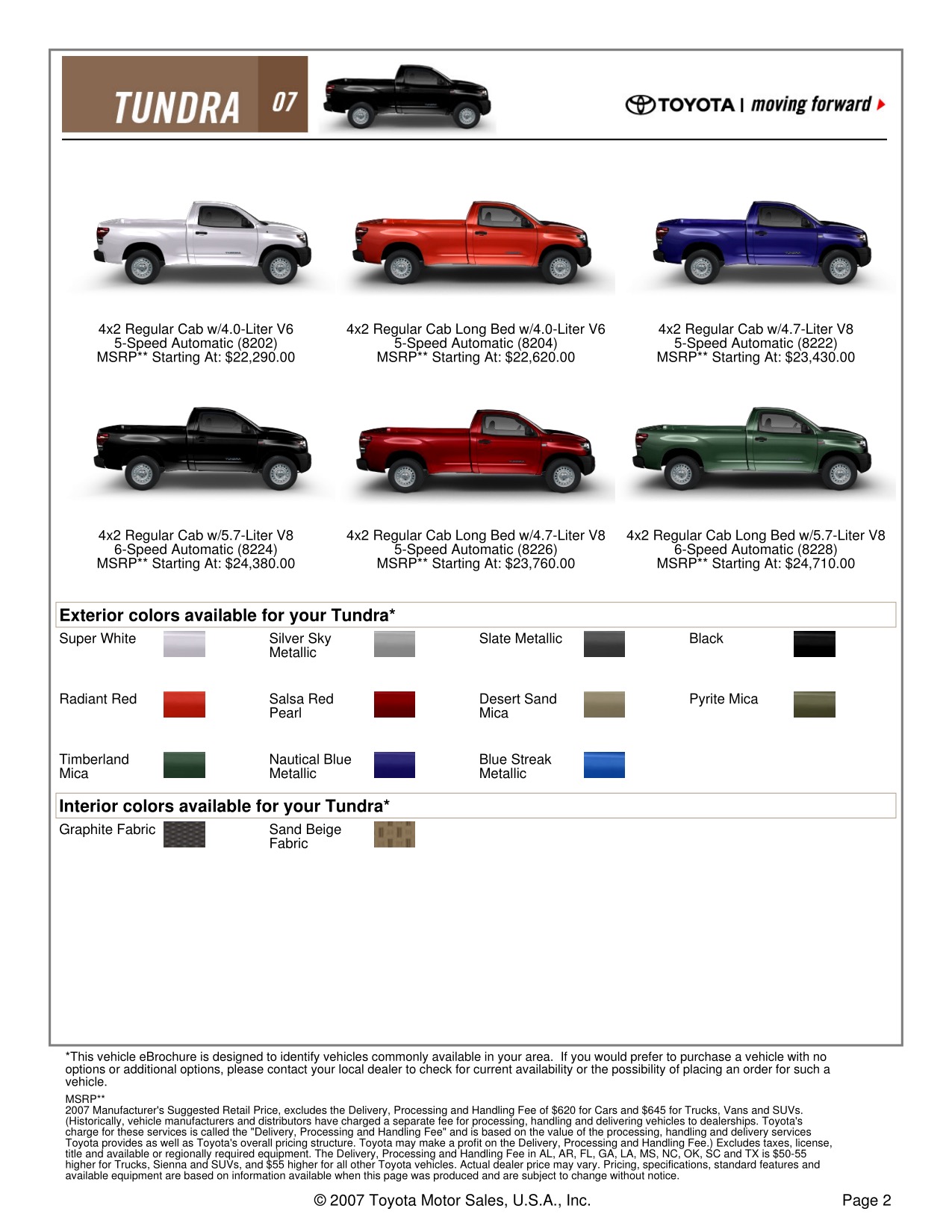 2007 Toyota Tundra RC 4x2 Brochure Page 10